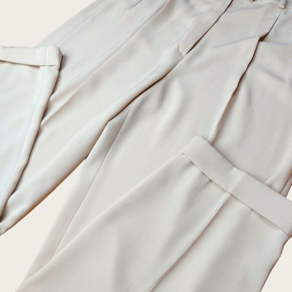 🌼4/$30 Un Deux Trois Beige Ivory Straight Trousers - Picture 2 of 10
